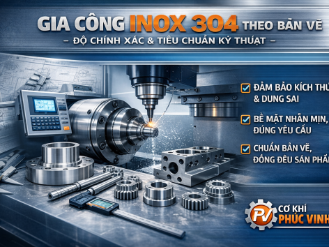 Gia công inox 304 theo bản vẽ – Độ chính xác và tiêu chuẩn kỹ thuật