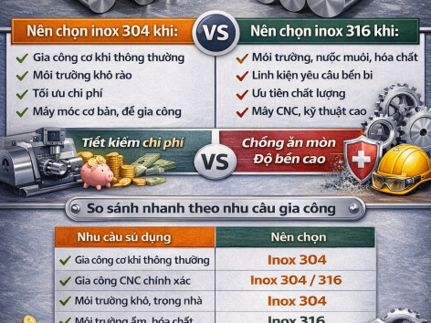 Chọn inox 304 hay inox 316? Gia công đúng là tiết kiệm cả đống tiền