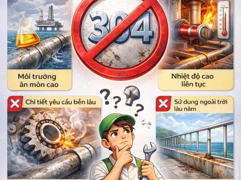 Khi nào KHÔNG nên dùng inox 304 trong gia công cơ khí?