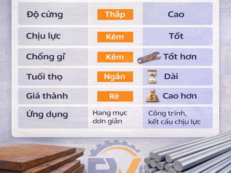 Sắt, thép khác nhau thế nào trong gia công cơ khí?